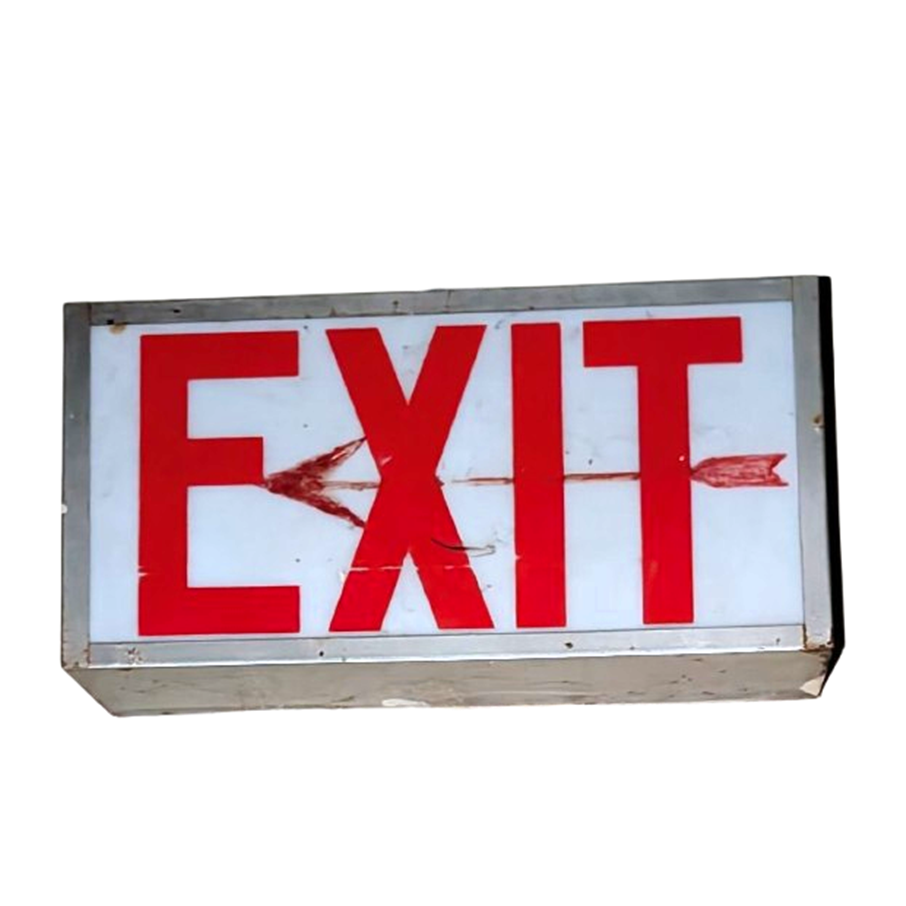 Vintage Glass Exit Sign